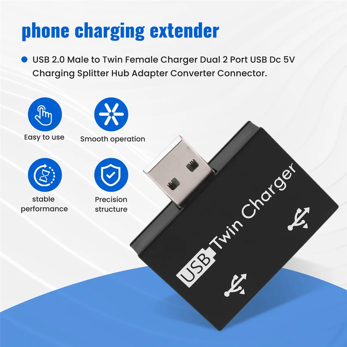 Chargeur USB 2.0 Mâle à Double Femelle pour Touriste, 2 Ports, Dc 5V, Mathiateur de Charge, airies, Adaptateur, Convertisseur, Connecteur