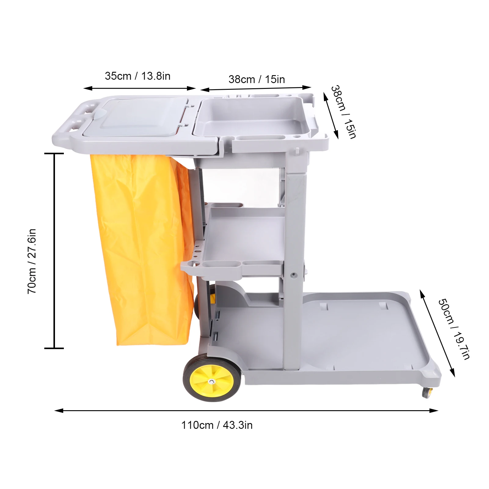 Коммерческая тележка Janitorial, тонкая работа, гибкое колесо, многофункциональная тележка для чистки, легко хранить, серый пластик для отеля
