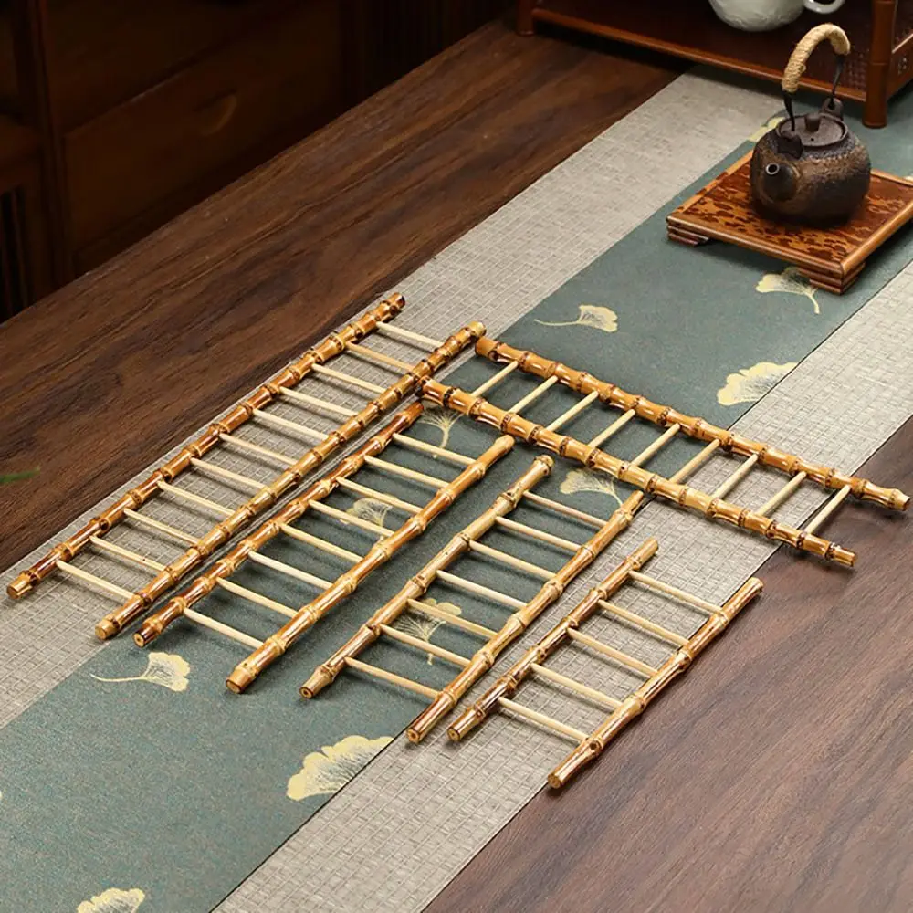 Multi-purpose Bamboo Ladder Cup Holder Yellow Bamboo Tea Cup Drainer Rack Get Promotion Blessing Art Craft
