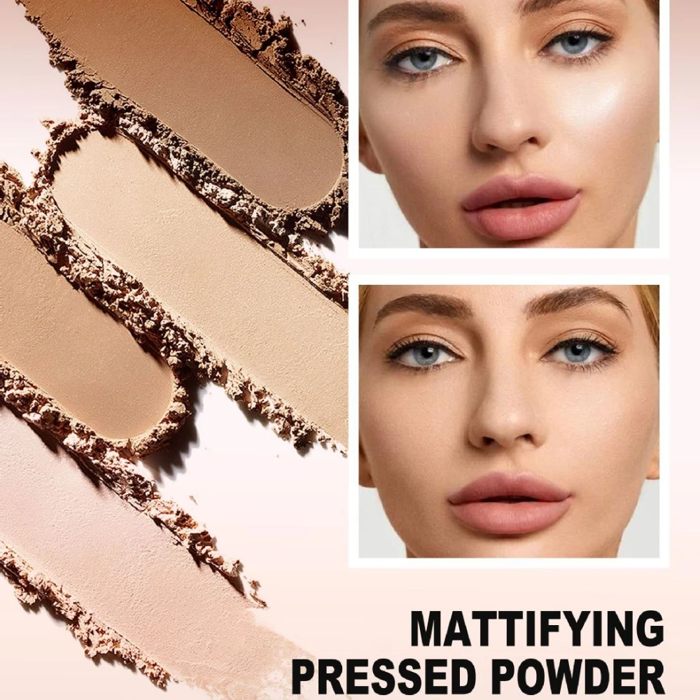 8-farbiges 2-in-1-Puder zur gepressten Einstellung |   Ölkontrollierende, vollflächige Verbergen |   Mattes, glattes, langlebiges Gesichts-Make-up