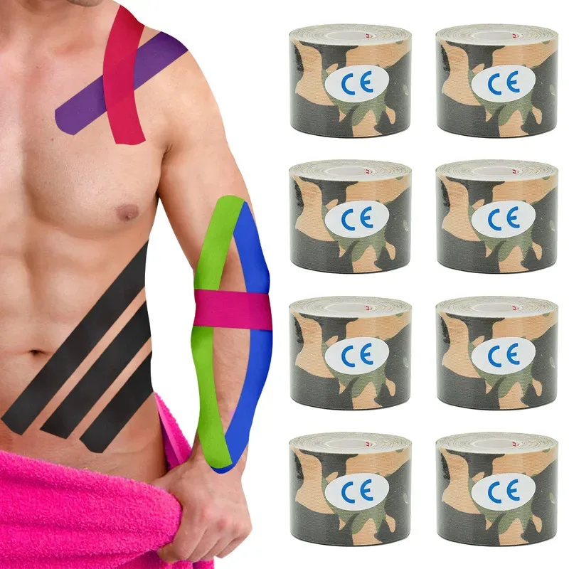 1/2/4/6pcs Camouflage Elastic Sports Waterproof Protective Tape Kinesiology Tape Athletic Bandage Muscle Tape Face Lifting Tape