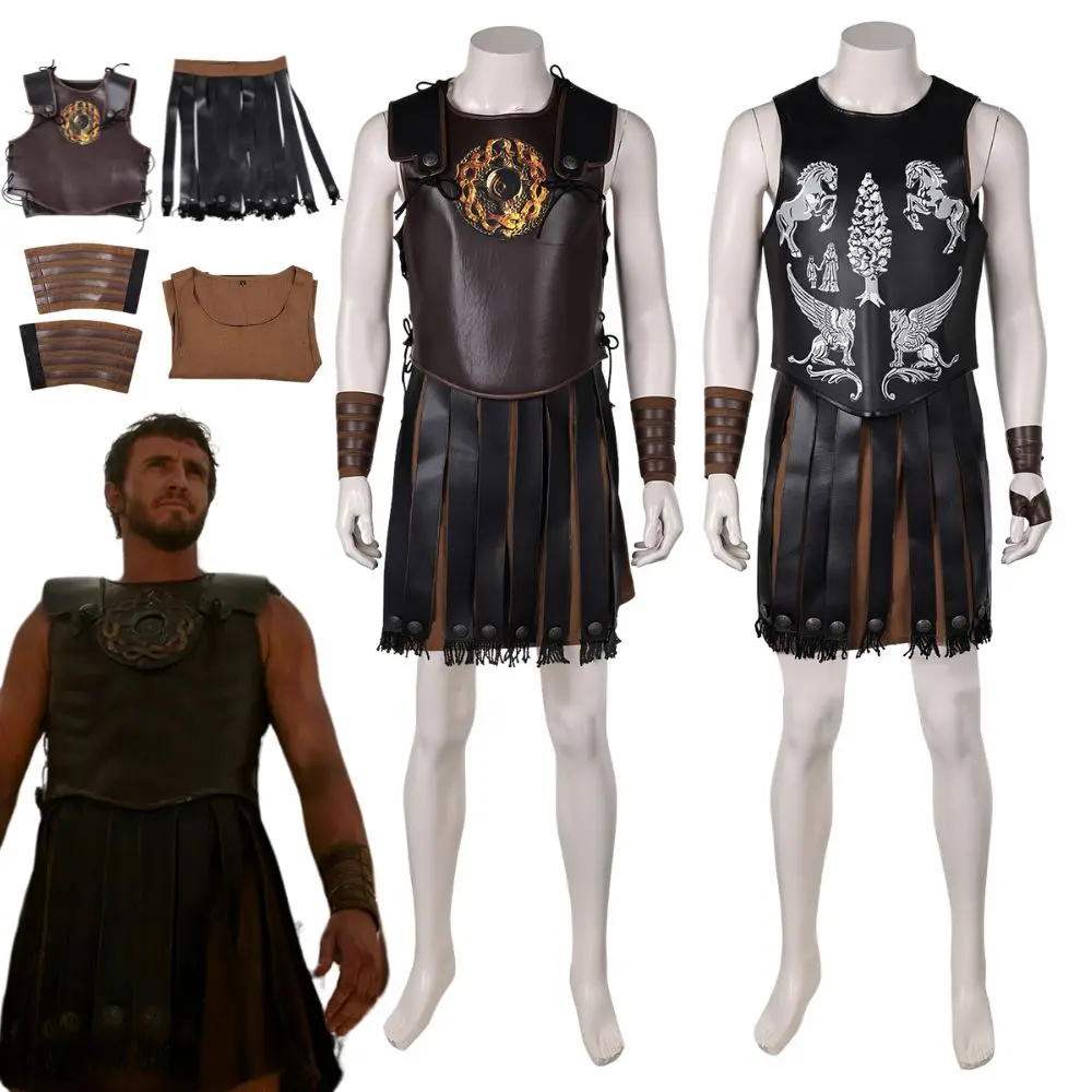 Gladiator Costume Lucius Cosplay Fantasy Costumes for Men Knight Warrior Disguise Role-playing Outfit Halloween Carnival Clothes