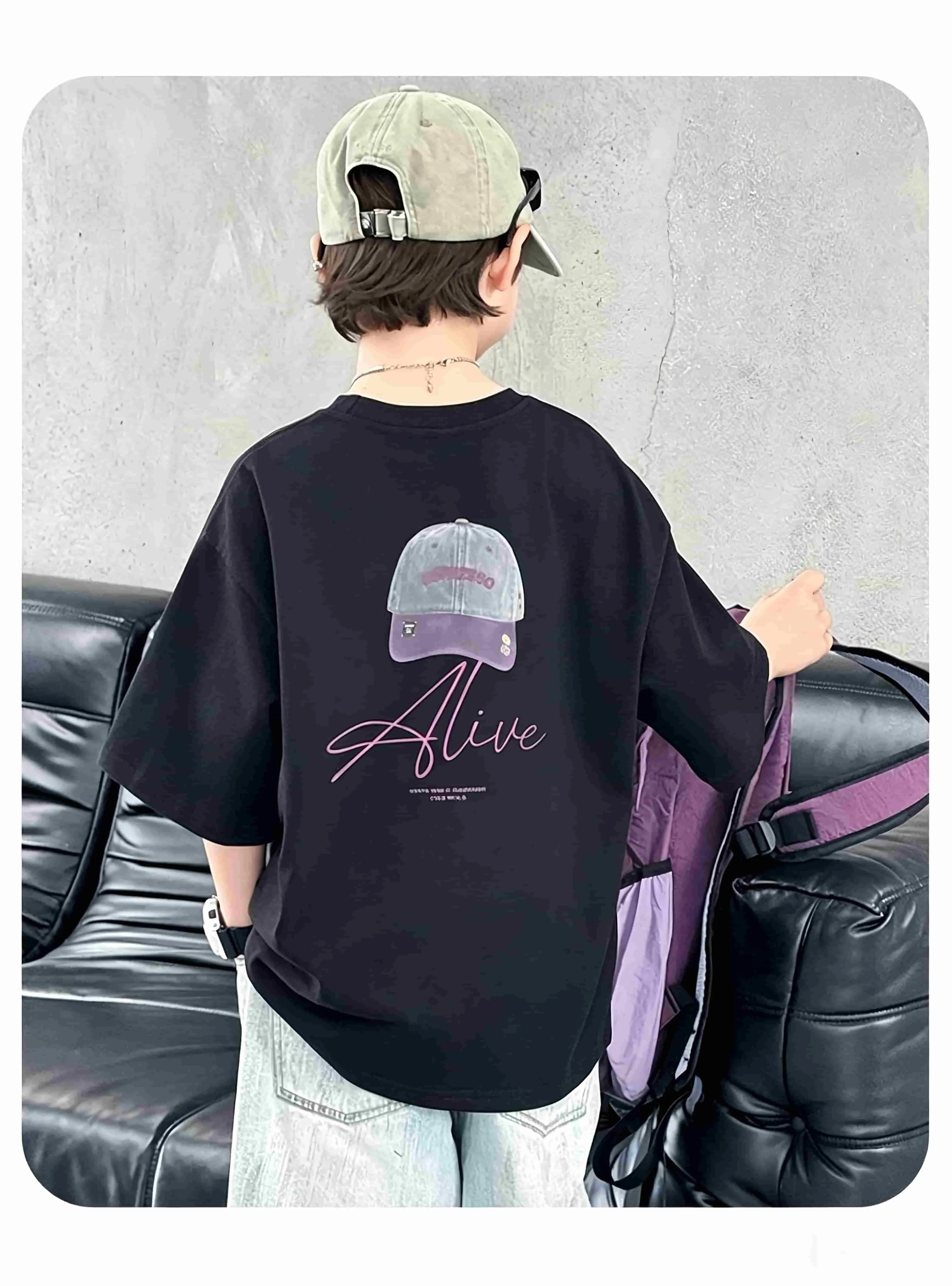 Neues Sommer-Rundhals-T-Shirt - Hochwertiges, elegantes und luxuriöses Kurzarm-Oberteil aus reiner Baumwolle für Kinder – Detail 7