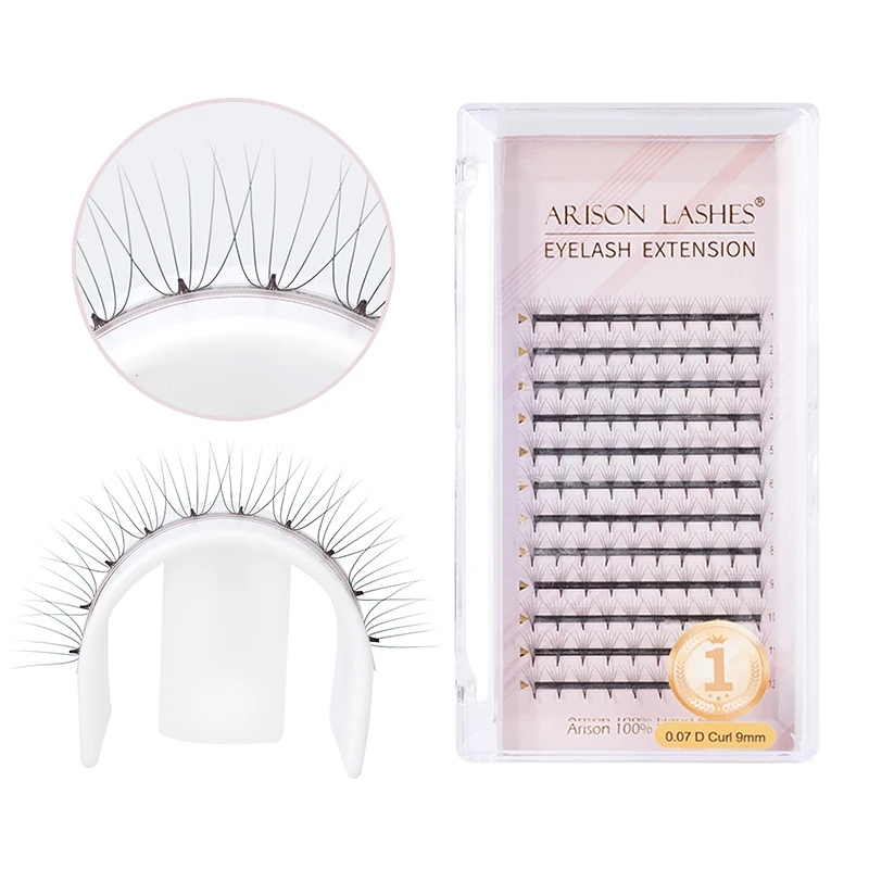 Arison Premade Fans Eyelashes Short Stem 12 Rows False Eyelashes Fake Lashes Stable Curl Professional Eyelashes Makeup Tools