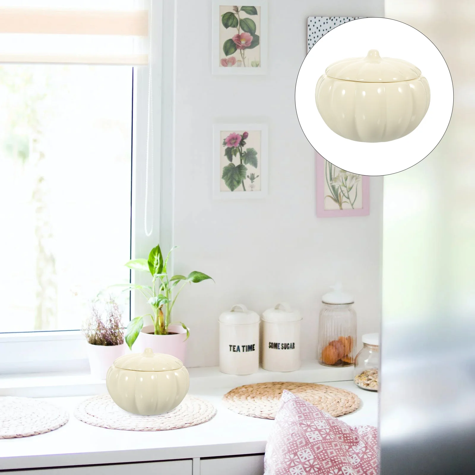 جرة سيراميك على شكل يقطين، حاوية حلوى رائعة، محكمة الغلق بإحكام، ديكور تخزين المطبخ، علبة شاي سيراميك