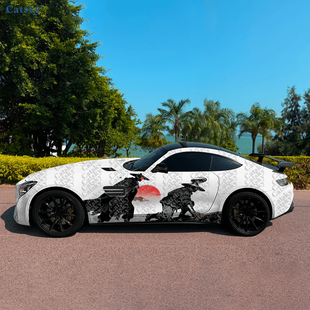 2pcs Red-Eyed Hero Car Side Car Wraps, Self-Adhesive PVC Waterproof & Scratch-Resistant Stickers, Car Accessory Gift