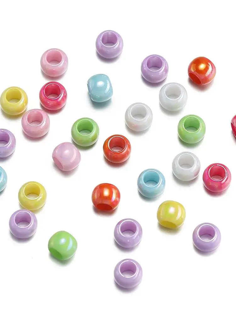 100 teile/beutel Acryl AB Farbe Rocailles Glitter Spacer Perlen Mit Großem Loch Für DIY Nähen Armband Halskette Machen Zubehör – Detail 4