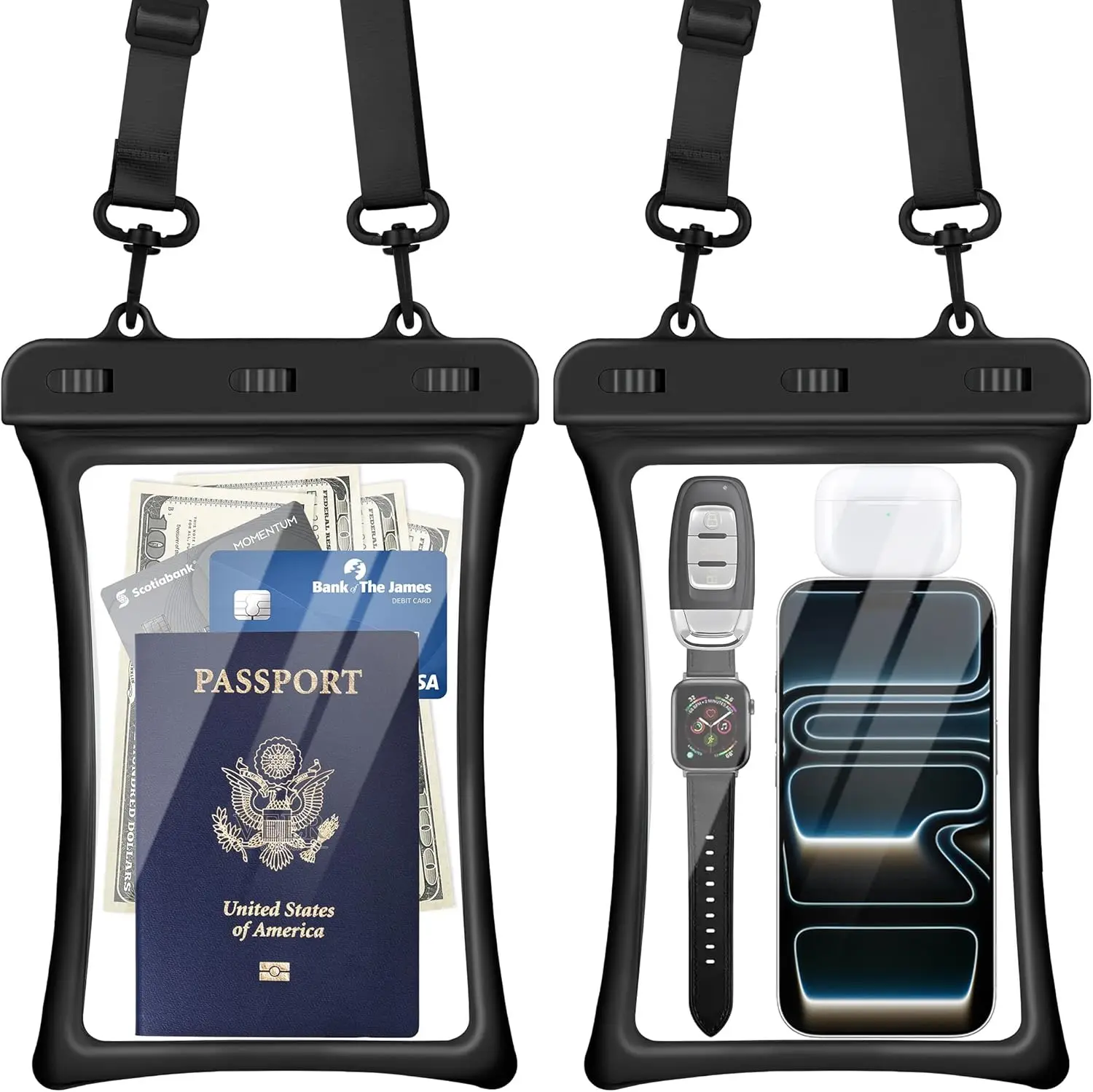 

Universal Waterproof Phone Case 2 Pack, Adjustable Lanyard Pouch for Beach Pool Travel up to 10.0"