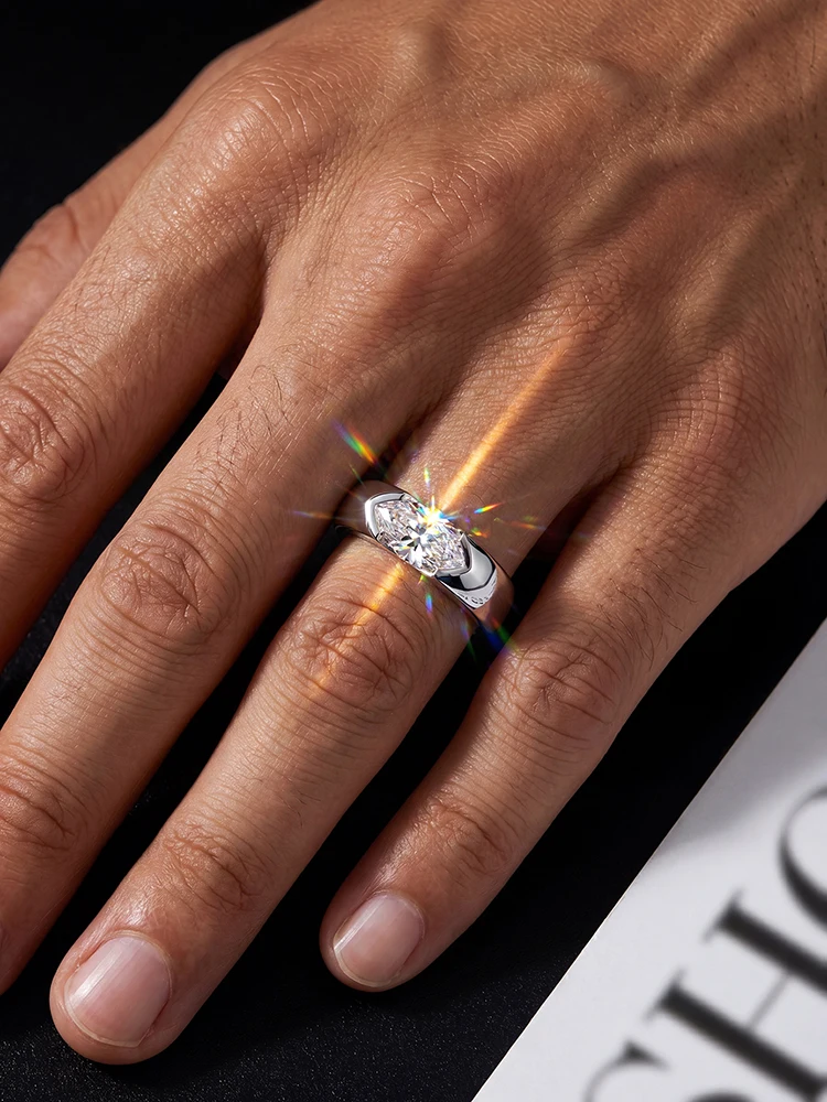 Modischer 925 Sterling Silber Echter 1CT Marquise Moissanit Diamant Hochzeitsring Verlobungsringe für Frauen Geschenk Edle Schmuckstücke – Detail 3