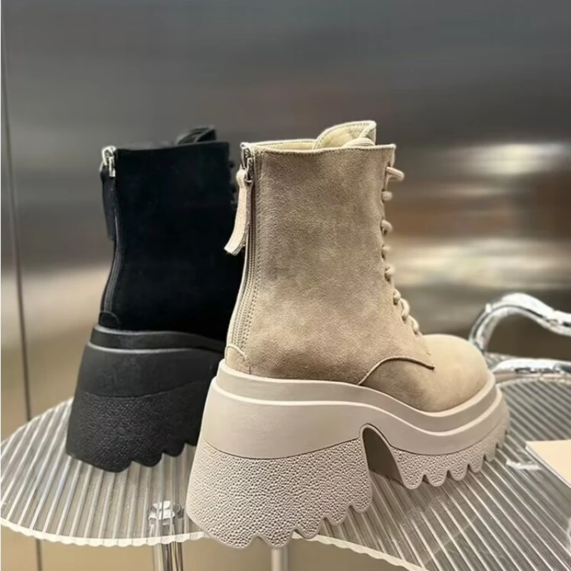 2024 Winter Real Leather Med Heel Women Boots Cowhide Soft Lining Warm Shoes Comfortable Wearing Shoes for Women Boots Women New