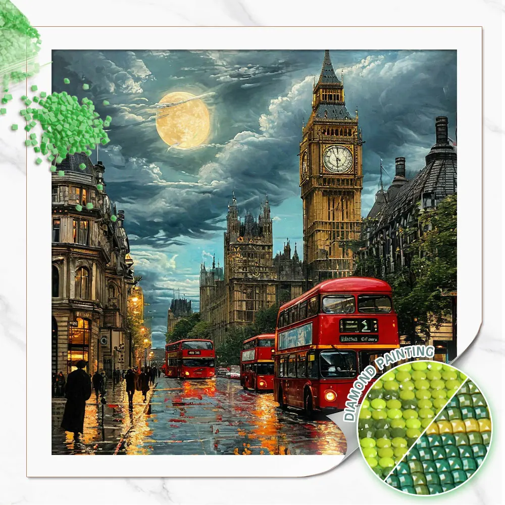 Huacan New Arrivals 2026 5D DIY Diamond Painting The Big Ben In London At Night Diamond Embroidery Landscape Gift