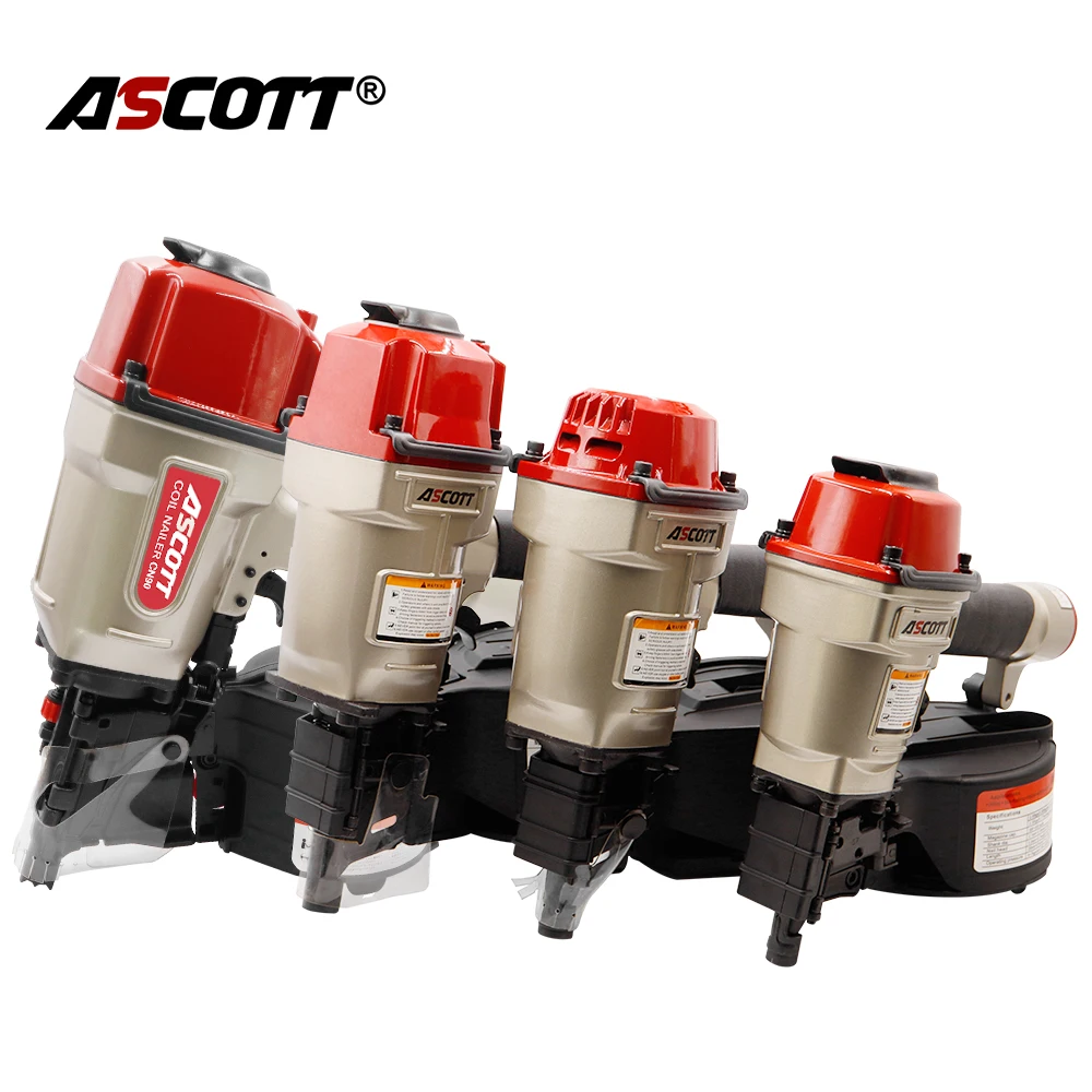 ASCOTT-Industrial Nail Gun para Carpintaria, Pallet Making Coil Nailer, Air Coil Nailer, Esgrima Framing, CN57 CN70 CN80 CN90B