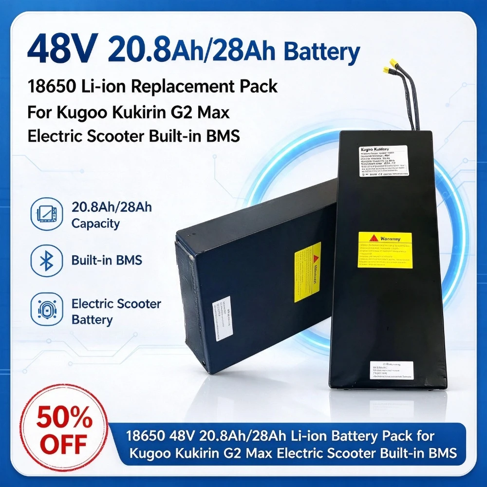 48V 20.8Ah/28Ah 18650 Replacement Li-ion Battery Pack for Kugoo Kukirin G2 Max Electric Scooter Built-in BMS High Capacity Power