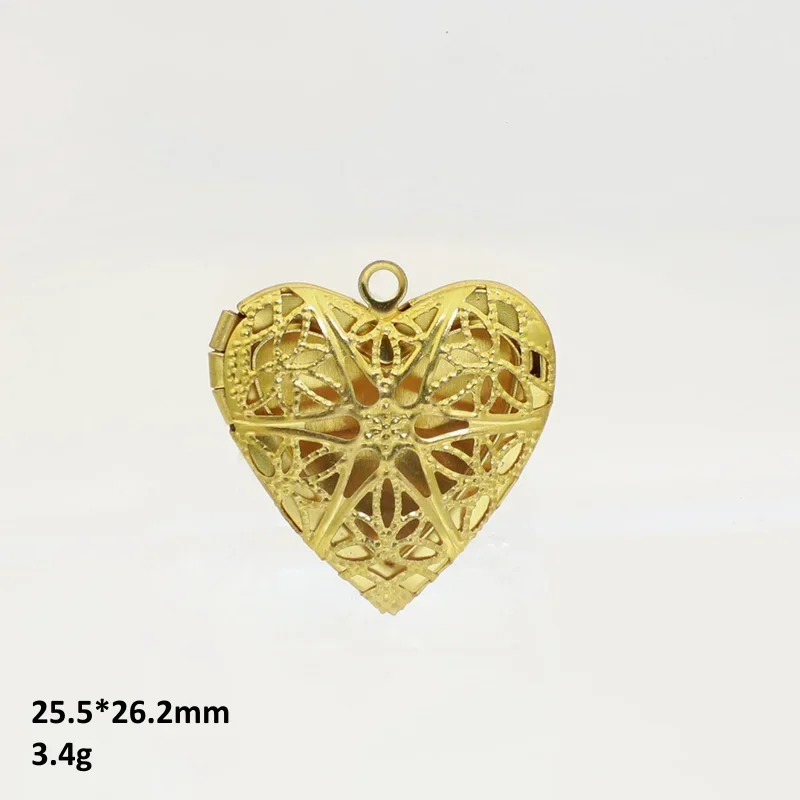 BoYuTe (50 Pieces/Lot) Raw Brass Heart Shaped Photo Locket Pendant Materials Diy Jewelry Accessories Wholesale