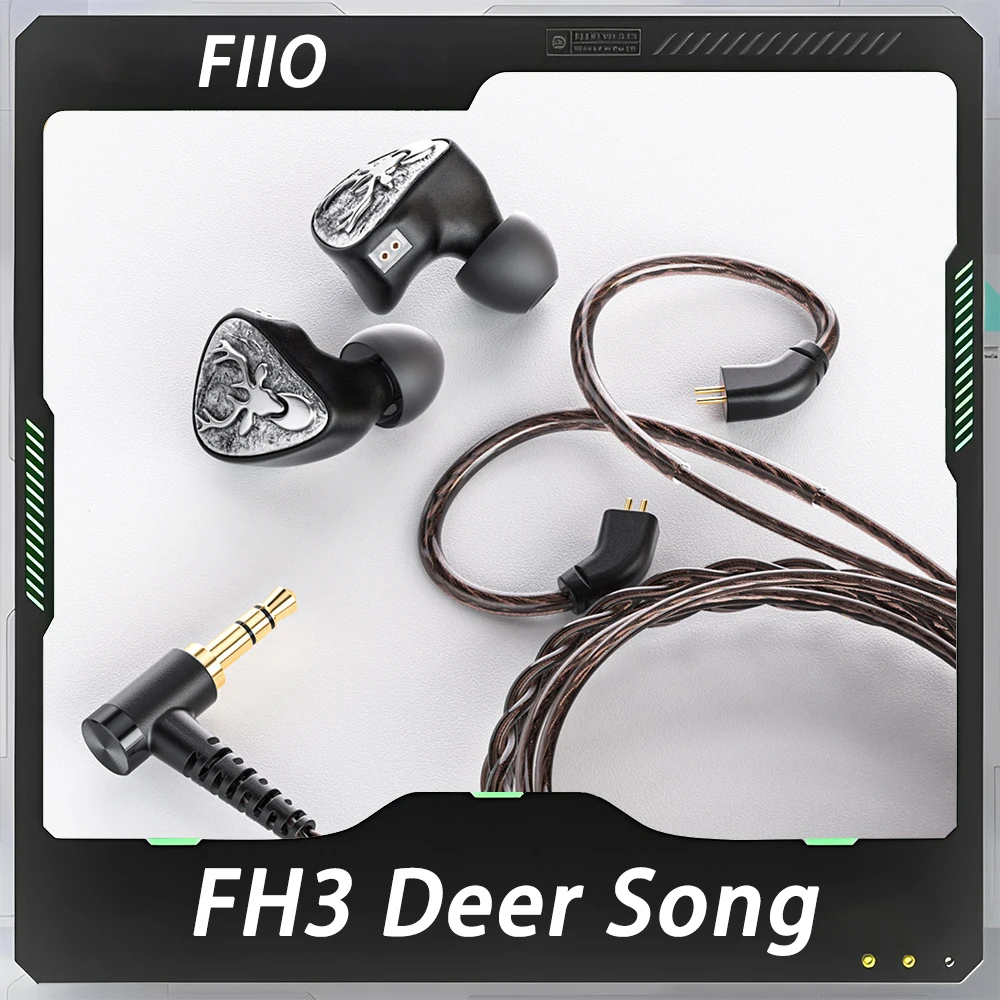 FiiO SnowSky FH3 Deer Song Wired Earphone One-ring Two-iron Three-unit In-ear Earphone Retro Vocal Plug Customization Music Gift