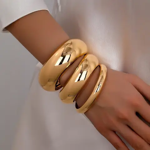 3PCS Set Stainless Steel Round Smooth Bangles for Women Men New Minimalist Gold Color Charm Bracelet Couple Fashion Jewelry Gift