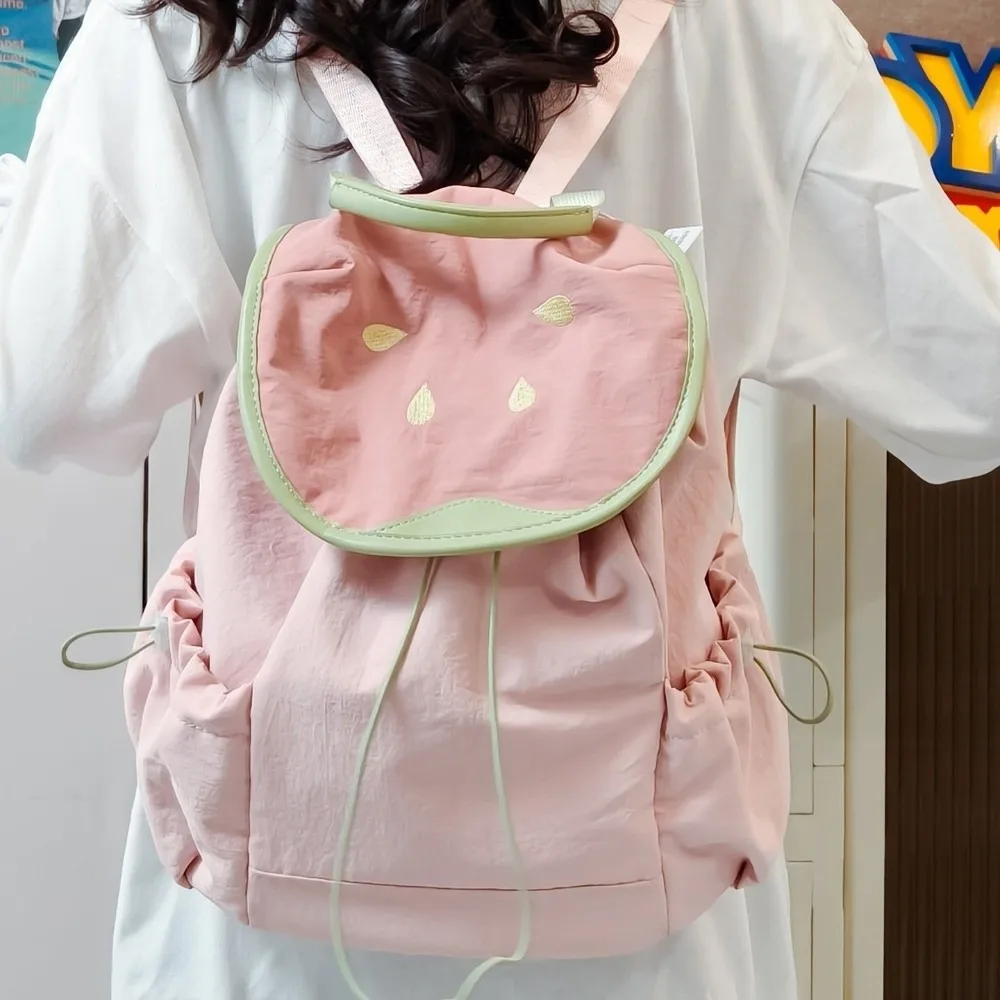 

Fashion Dopamine Color Drawstring Backpack Large Capacity Fruit Shoulder Bag Korean Style School Bag Hiking