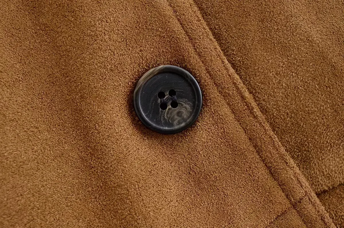 Frauen Frühling Herbst Wildleder Langen Mantel Femaleturn-Down Kragen Einreiher Langarm Mantel Dame Elegante Outwear Streetwear