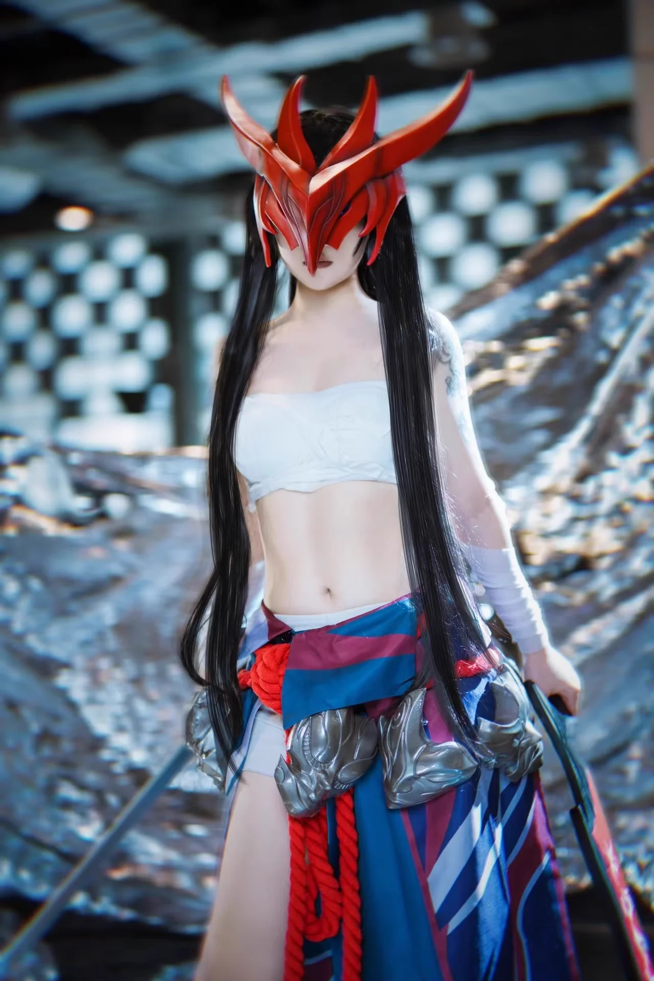 Irelia H Store LOL Spirit Blossom Yone Cosplay Costume Halloween Costume rope skirt masks ribbons image 4