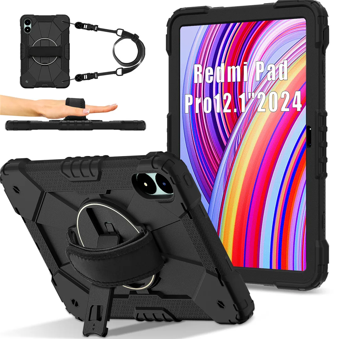 

For Xiaomi Redmi Pad Pro Case, Shockproof Kids Protection Rotate Cover for Redmi Pad Pro Case 12.1 Inch Kickstand Shoulder strap