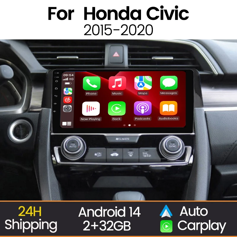 

MEKEDE Android Auto Wireless Carplay Car Radio Stereo For Honda Civic 10th 2016 -2021 Car Multimedia Video Player WIFI BT