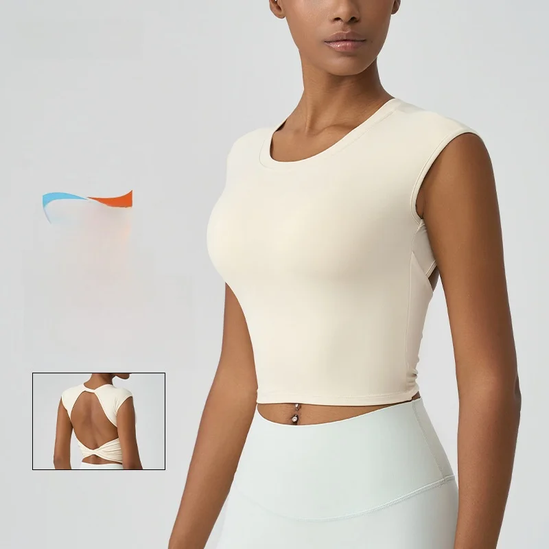 

Женский спортивный жилет высокой интенсивности Joomon, красивая одежда для йоги и фитнеса с вырезом на спине и нагрудными подушечками в европейском и американском стиле