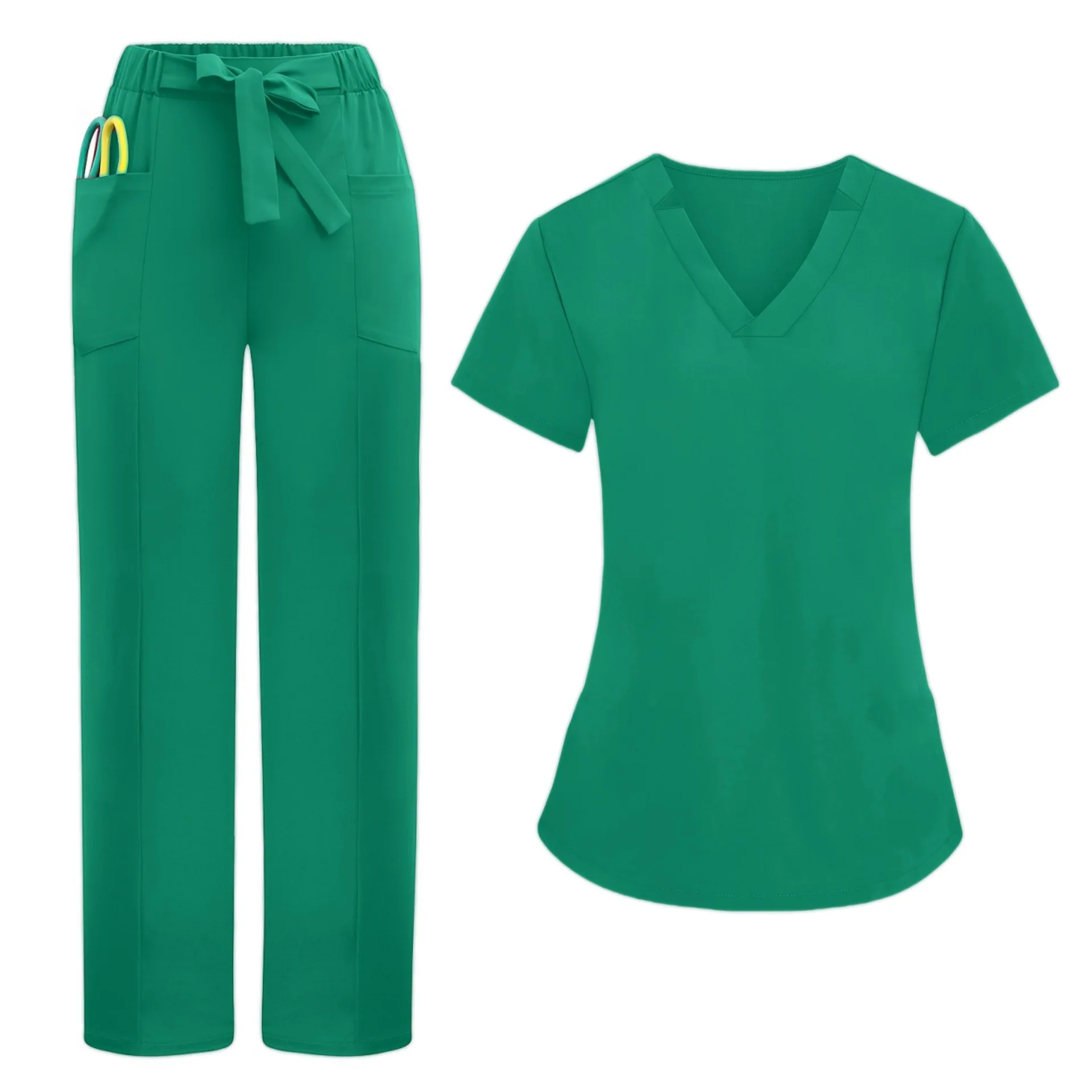 Women's Scrubs Set - Breathable Pure Color Fabric - Ideal for Doctors, Nurses & Operating Room Use