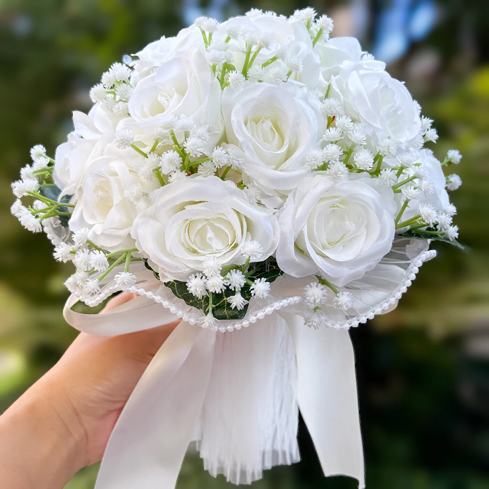 

Букеты из роз Babysbreath для невесты, искусственные цветочные букеты для свадеб на открытом воздухе, на День святого Валентина, для помолвочных вечеринок