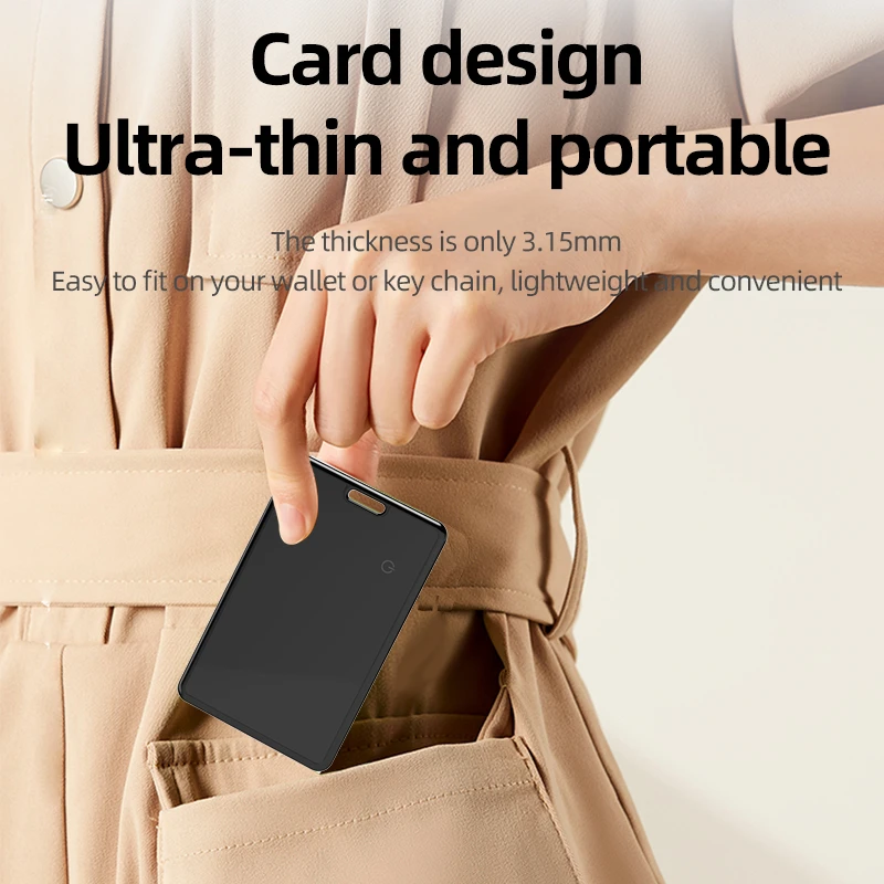 지갑 트래커 카드 충전식 슬림 파인더, 구글 나인모어 앱과 호환 (Apple 전용) - 수하물 태그, 여권용 품목 위치 추적기