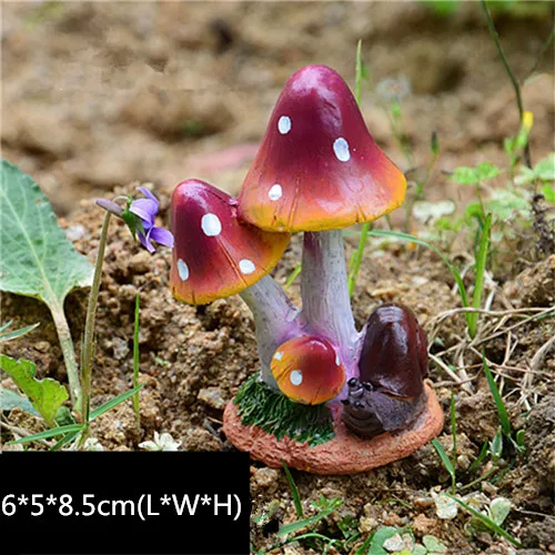 Resin Mushroom Decor Garden Ornaments Outdoor Animal Figurines 5-8cm High Fairy Doll Garden Yard Decoration