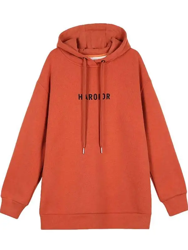 Thiened Fce Hoodie Women's Mid-Length Long Sve Faionable Loose plus Size Autumn Winter New Sle Korean Version