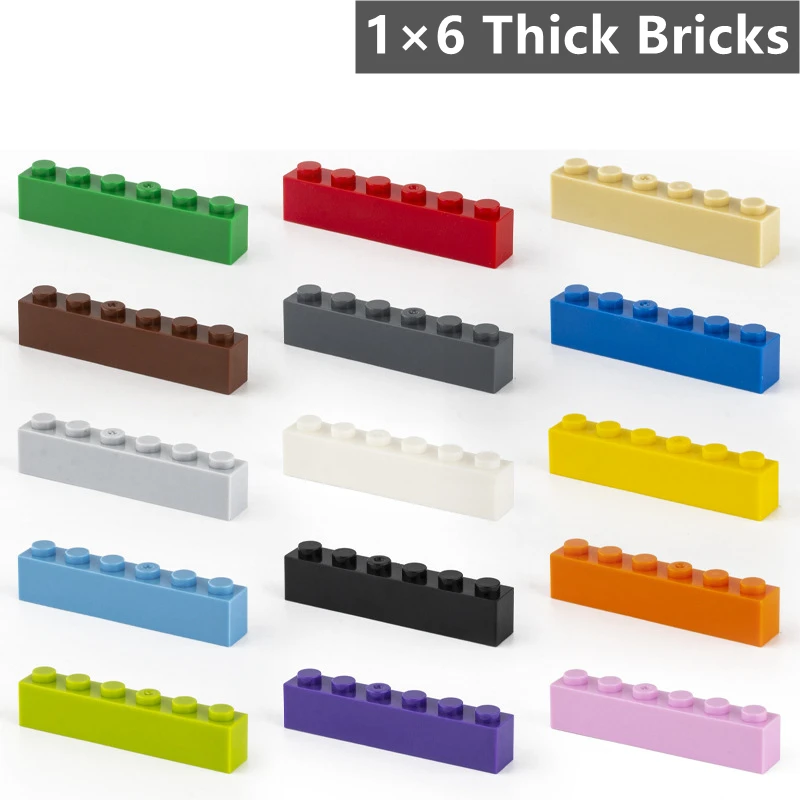 

40 Pcs/Lot Building Blocks Thick Figures Part Bricks 1×6 Dots Compatible 3009 City Moc Children Kids Creative Assembly Toys Gift