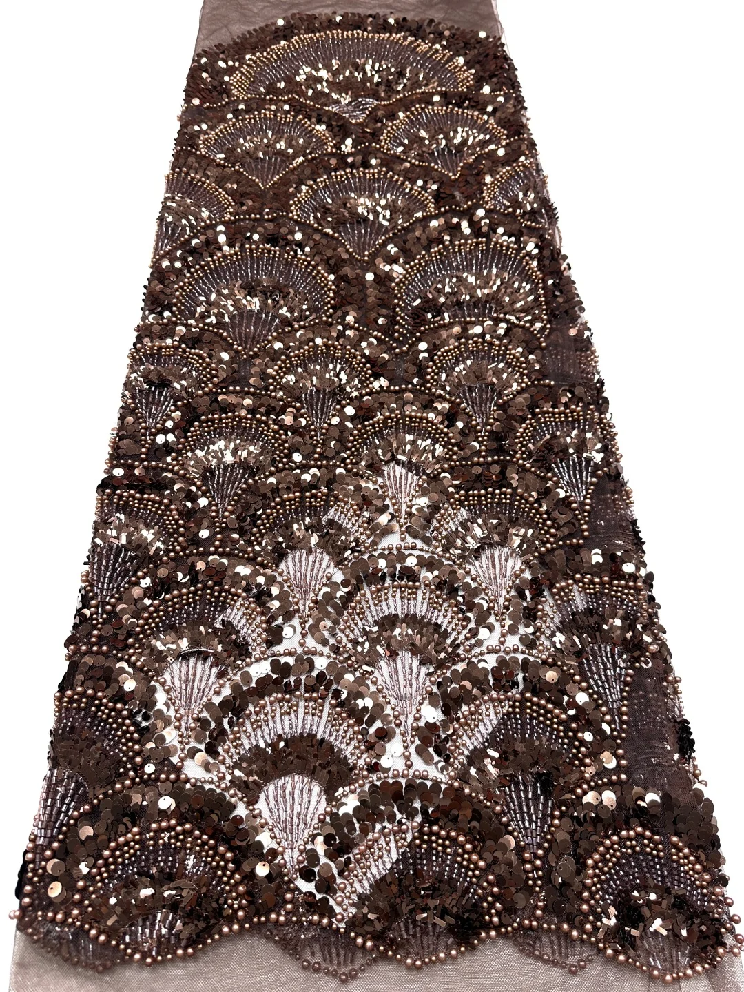 

2026 French African Hot Sale Embroidery Crystal Stone Beads Lace High Quality Nigerian Sequin Lace Fabric For Wedding Dress