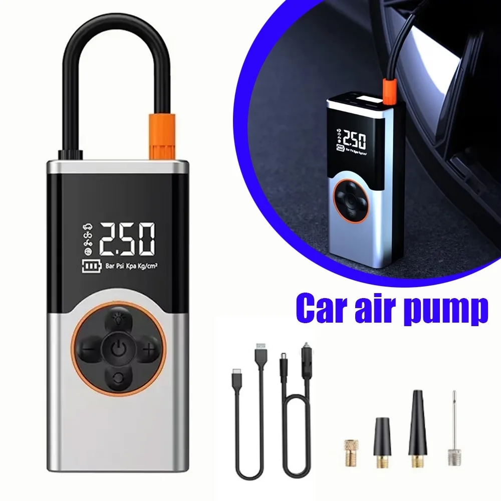 

4 in 1 Car Air Pump 100W Tire Inflator with LED Emergency Light Digital Pressure Gauge Auto Shutoff Portable Car Compressor