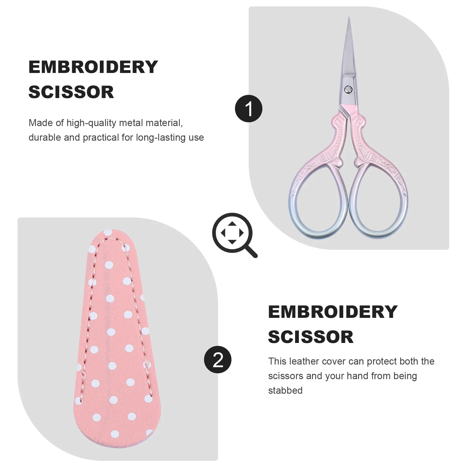 

1 Set Embroidery Scissors Metal Handle Sharp Tip For Sewing Needlework Craft Lightweight Portable Diy Tool Dressmaker