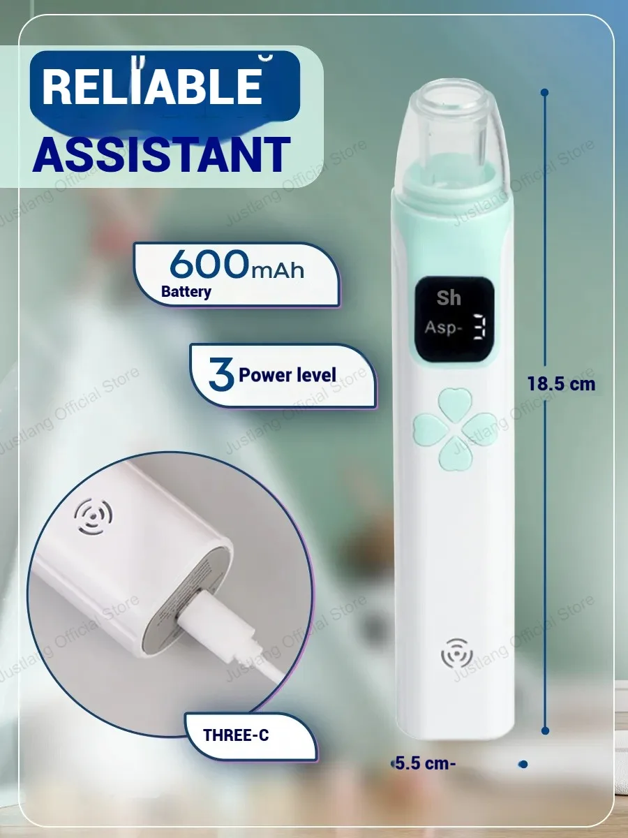 JUSTLANG Portable Nasal Aspirator Nasal Vacuum Cleaner Rechargeable Sniffling Equipment Safe Hygienic Nose Snot For Child Baby