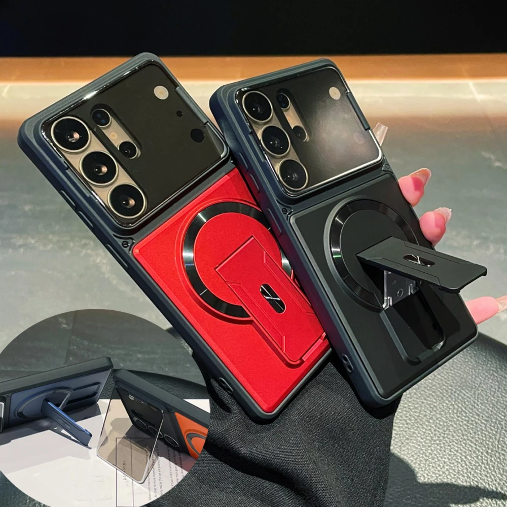 Kickstand Magnetic Case for Samsung Galaxy S26 S25 S24 S23 Ultra A57 A56 A37 A36 A17 A16 Phone Camera Lens Glass Holder Cover