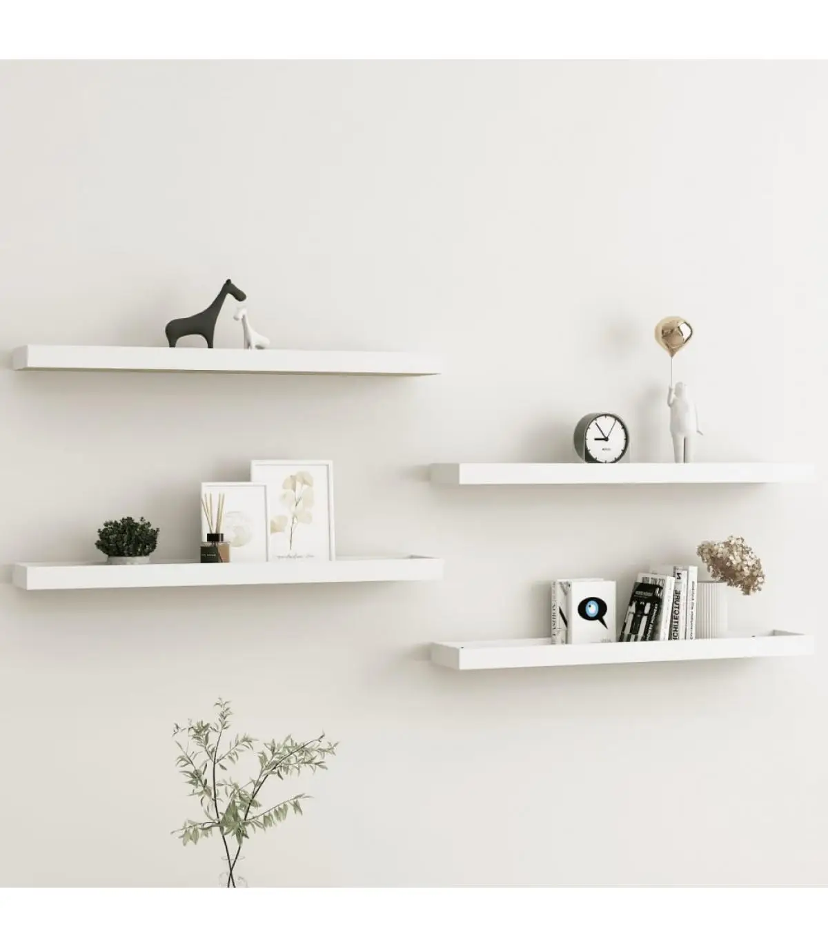 Shelves & Shelves Wall Shelves Loggia 4 Pads Oak & White MDF 80x15x4 cm