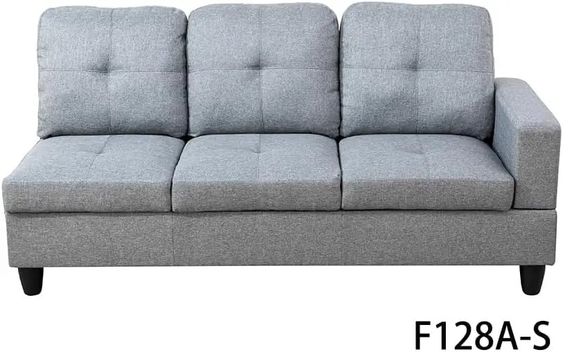 Modern L Shaped Sectional Sofa Set With Storage Ottoman, Left Facing Chaise Longue, Reversible Backrest W/ 2 Cup Holders, Linen