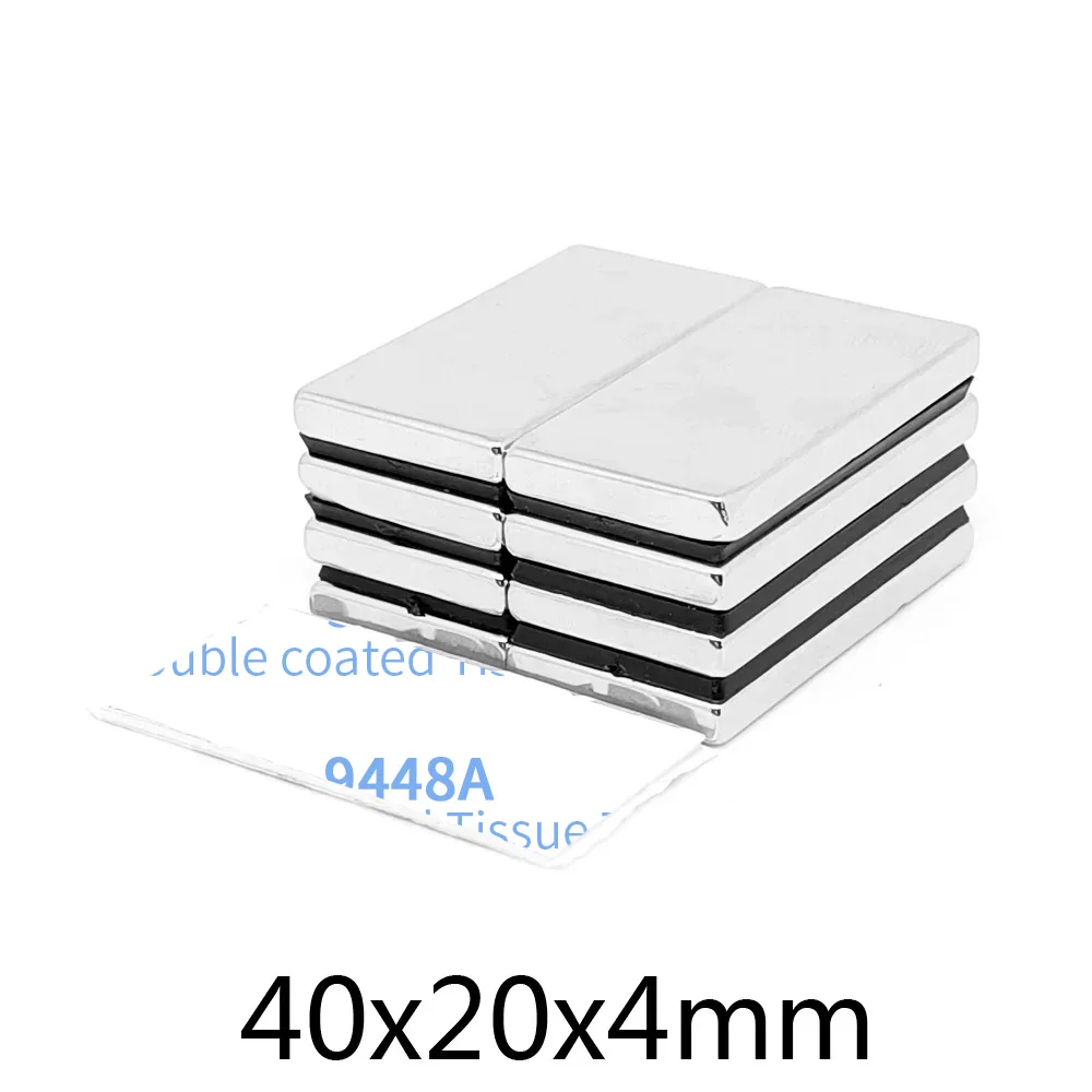 40x20x4mm Block Powerful Magnets Strong Magnet With Glue Tape For Fridge, DIY, Building, Scientific, Craft 40*20*4  40x20x4