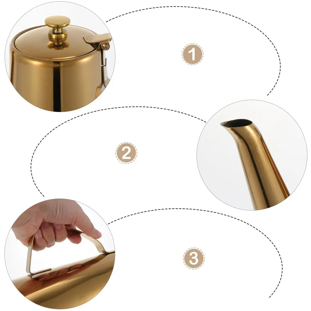 

1 pc Cold Water Pot Long Spout Oil Bottle Large Capacity Stainless Steel Liquid Container For Kitchen Restaurant Hotel Cafe Bar