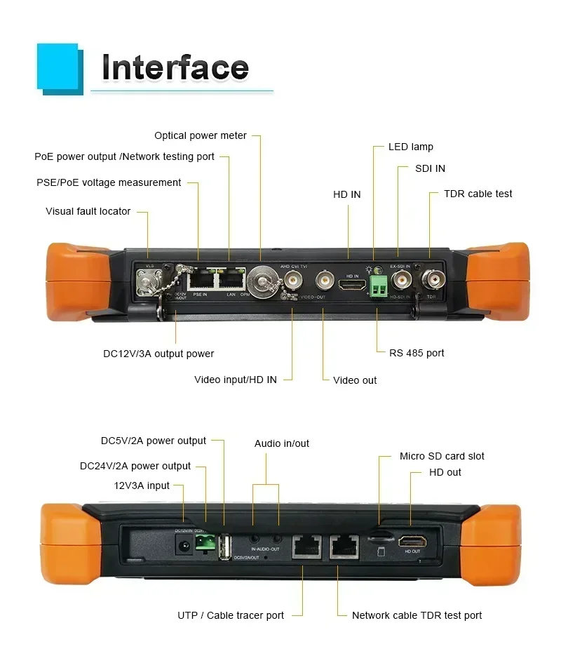 X9-MOVTADHS Pro 8K H.265 IP Camera Test 8MP TVI/CVI/AHD/CVBS Camera Tester with POE++ Max 90W Power 7000mAh Battery