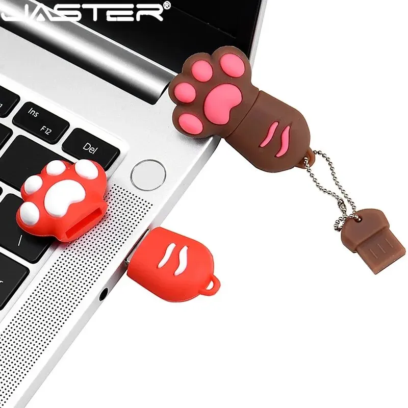 JASTER Cute Cat Claw USB Flash Drive 64GB Cartoon Memory Stick 32GB Creative Gift Pen Drive 16GB Pink Silicone External Storage image 6