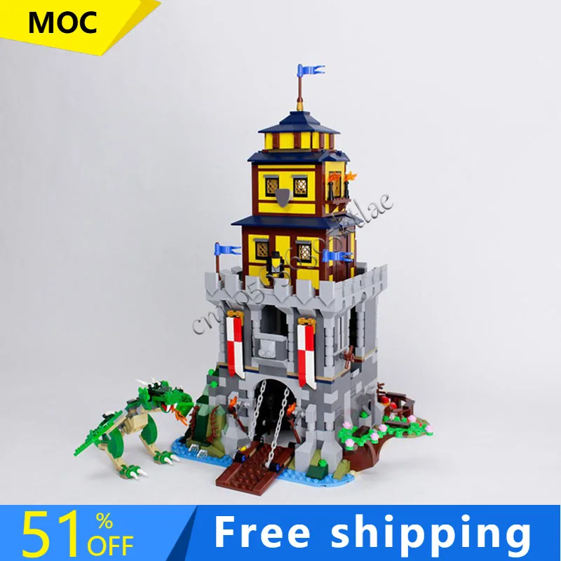 

Лидер продаж, 1388 шт. MOC-31120, средневековый замок, альтернативная сборка, модульный строительный блок, модель архитектуры, дисплей, игрушка в сборе, Рождественский подарок