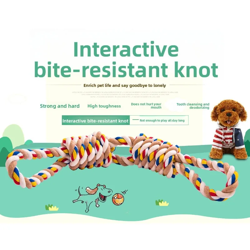 

Pet Supplies Cotton Rope Toy for Dog Designed for Teething Interactive Tug-of-war with Knot That Are Durable Resistant To Biting