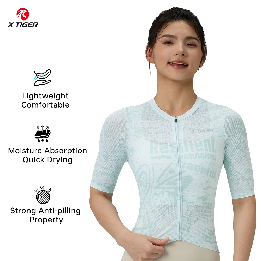 

X-TIGER Women's Cycling Jersey Road Bike MTB Cycling Short Sleeve 2025 Summer Anti-UV Bicycle Jersey Female Clothing Pro Finish