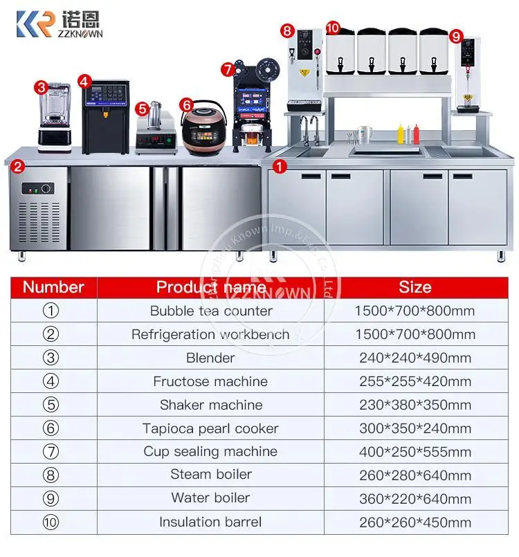 One-stop Solution Bubble Tea Equipment Full Set Milk Tea Machine For Dessert Shop Boba Tea Counter