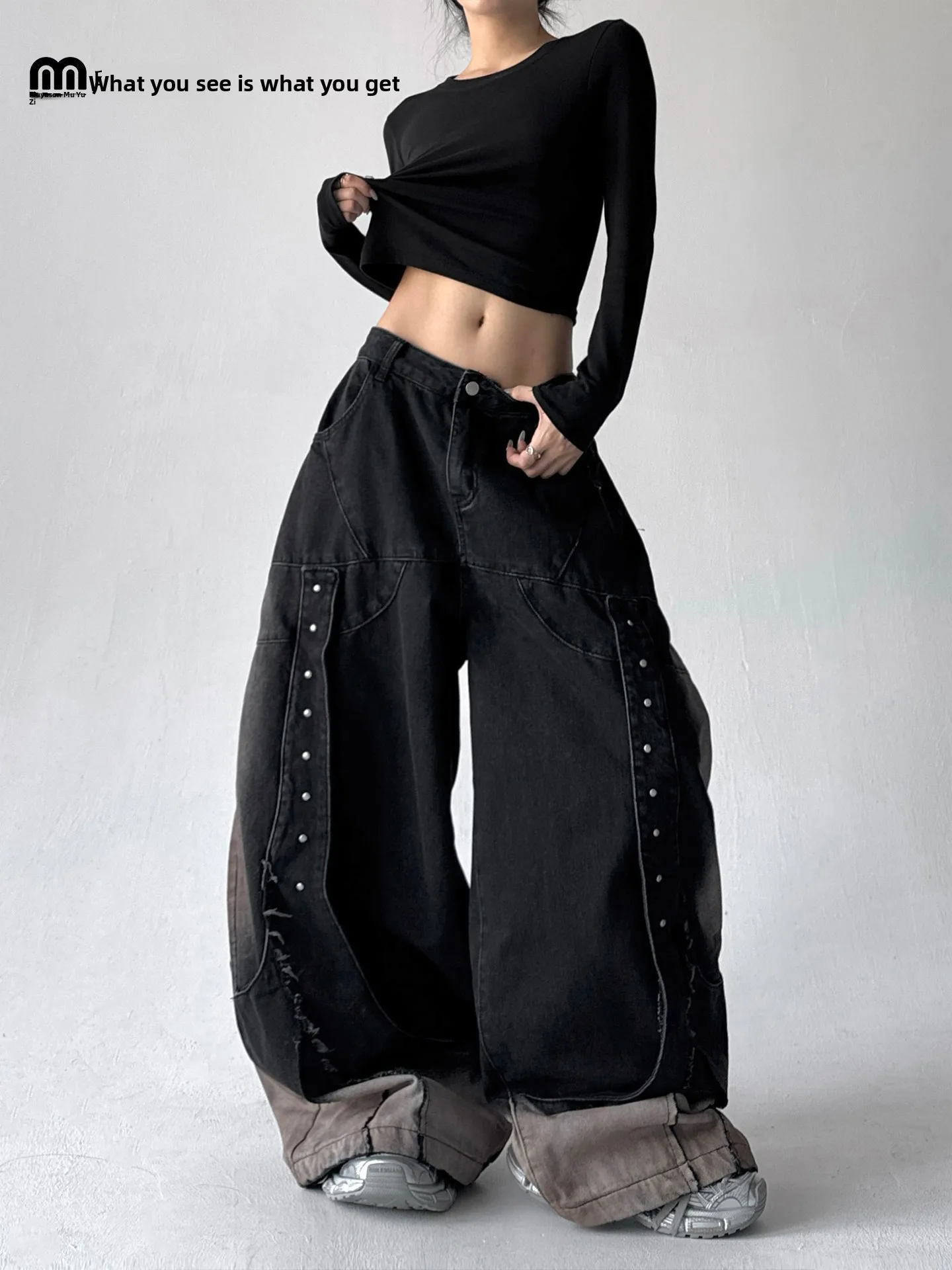 

Retro Faion Women's Jeans Distred Frayed Wide Leg Straight Cut Loose Fit Autumn Winter New Sle Cotton Polyester Blend