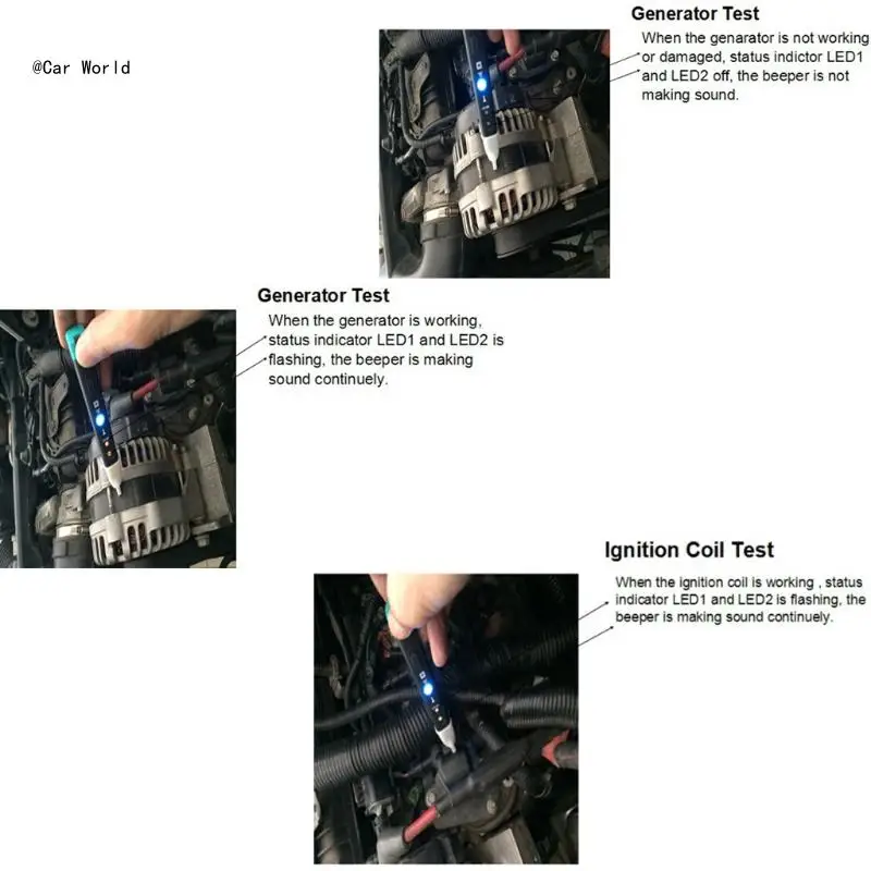 6XDB Electronic Faults Detector Test Pen Quick Check Circuit Tester LED for Spark Plug Coil Detection Tool