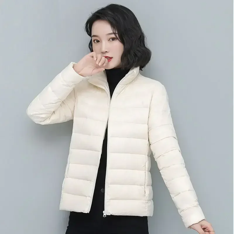 Thick Padding Women\'s Jacket Cropped Quilted Padded Feather Short Pink Lightweight Puffer Female Coats Winter Models Hot Sale